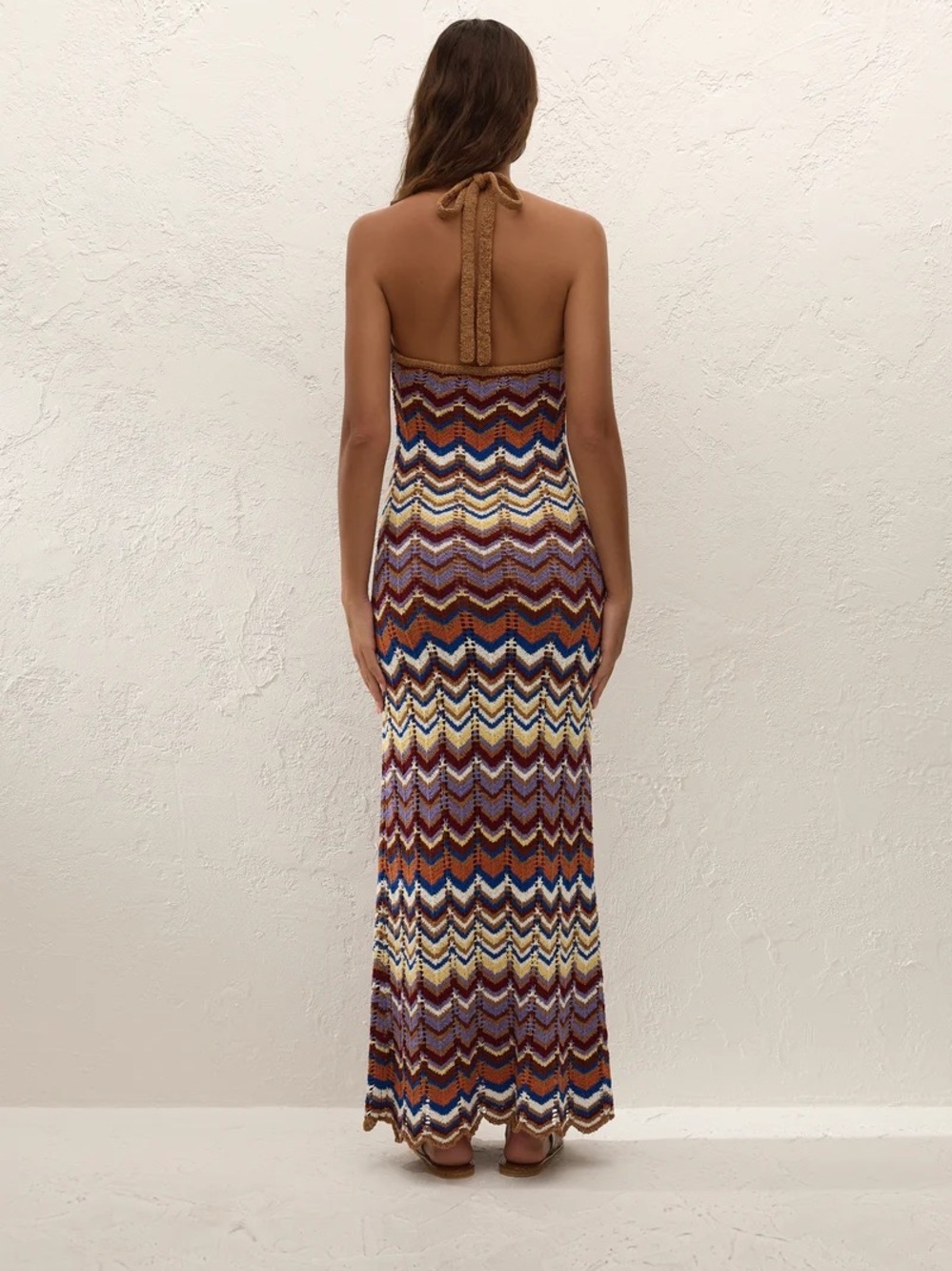 Anthropologie Faithfull Elisa Knit Zigzag Stripe Open Knit Maxi Dress, NWT Sz 6 - Picture 14 of 16